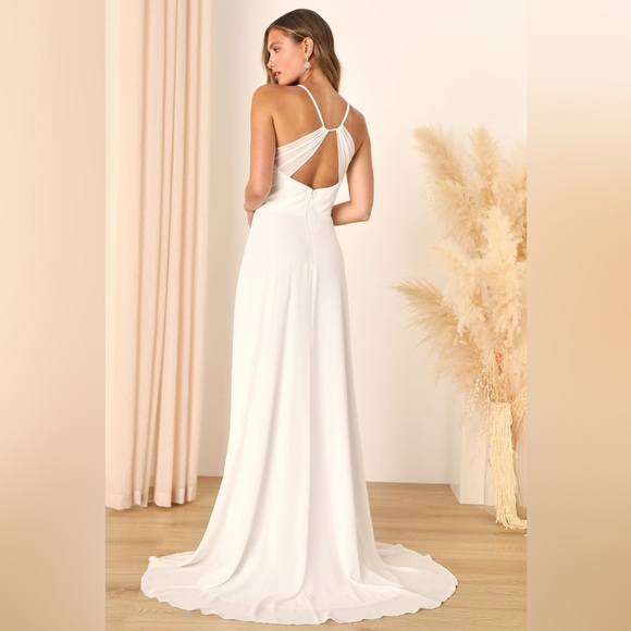 LULU’S Romantic Inspiration White Sleeveless Faux-Wrap Maxi Dress - Picture 6 of 6